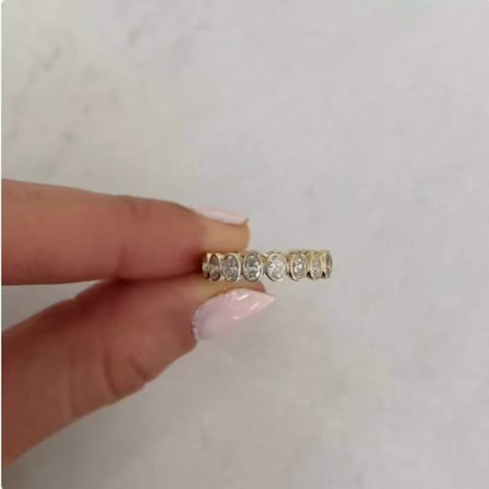 1.60 Ctw Oval Lab Grown Diamond Band, Full Eternity Band, Handmade Jewellery, Christmas Gift For Her