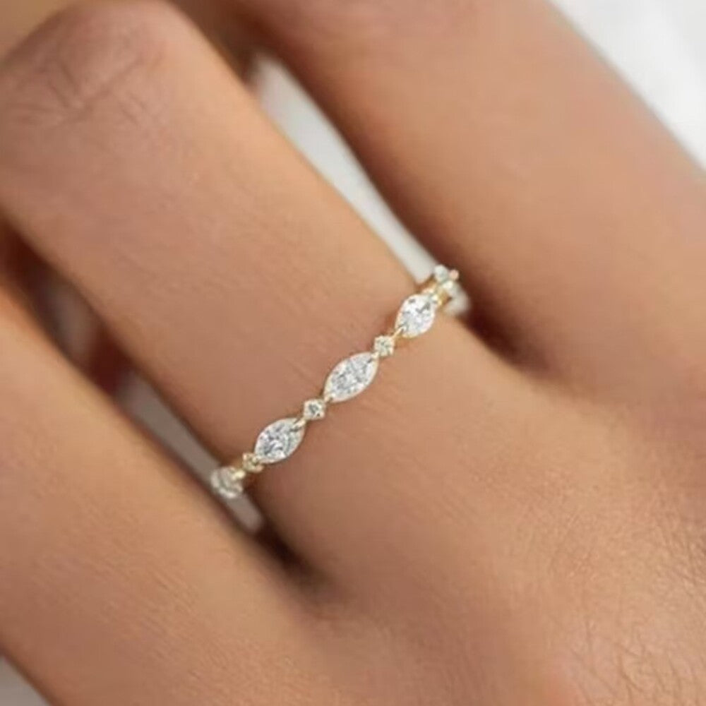 2 Ct Oval Moissanite Diamond Ring, Bridal Set Simple Diamond Ring, Full Eternity Wedding Band, Gift For Her