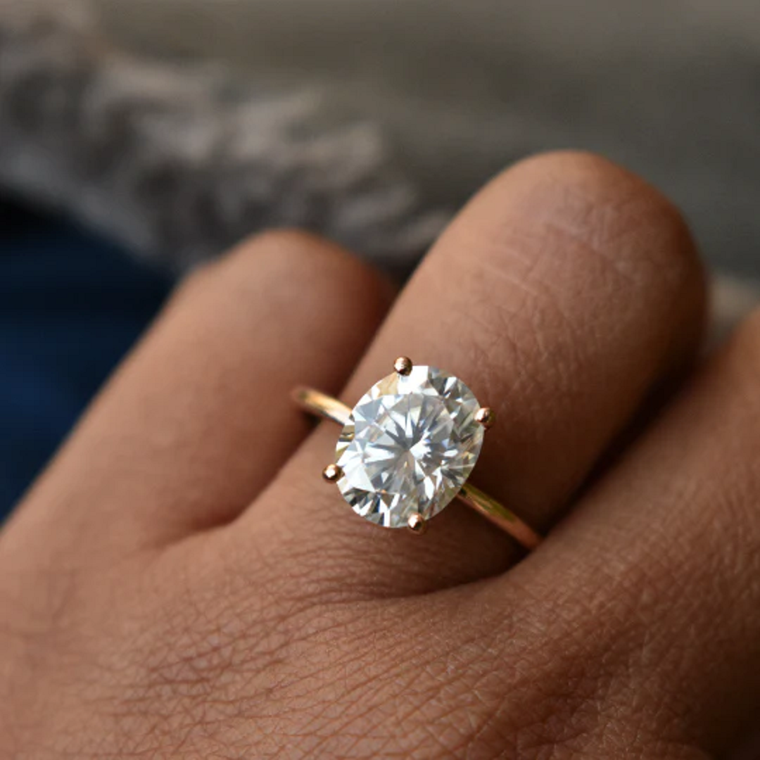 2 Ct Oval Moissanite Diamond Ring, Simple Ring, Engagement Ring, Wedding Ring, Anniversary Gift For Her