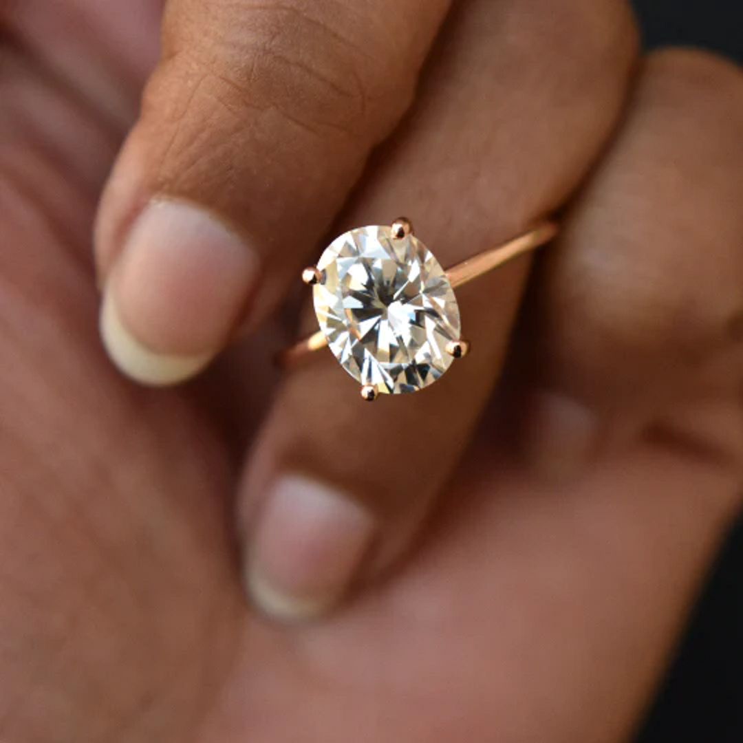 2 Ct Oval Moissanite Diamond Ring, Simple Ring, Engagement Ring, Wedding Ring, Anniversary Gift For Her