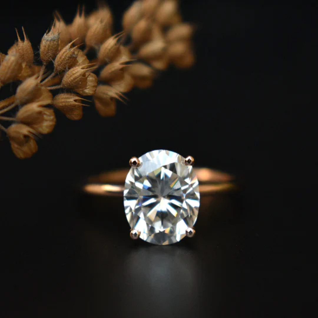 2 Ct Oval Moissanite Diamond Ring, Simple Ring, Engagement Ring, Wedding Ring, Anniversary Gift For Her