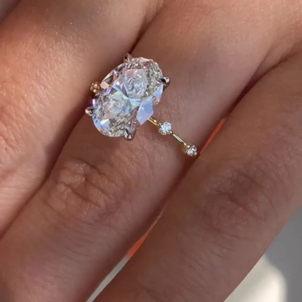 4 Ct Lab Grown Diamond Ring. Distant Pave Setting Ring, MOst Selling Bridal Set Ring, Holiday Gift For Her