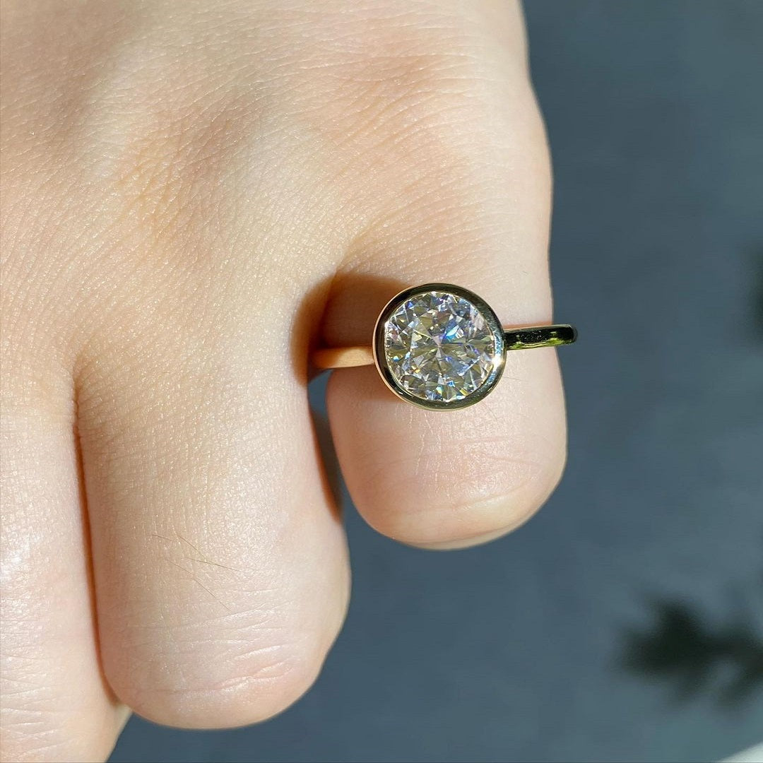 2 Ct Oval Moissanite Diamond Ring, Bezel Setting Ring, Wedding Ring, Engagement Ring, Anniversary Simple Ring For Her