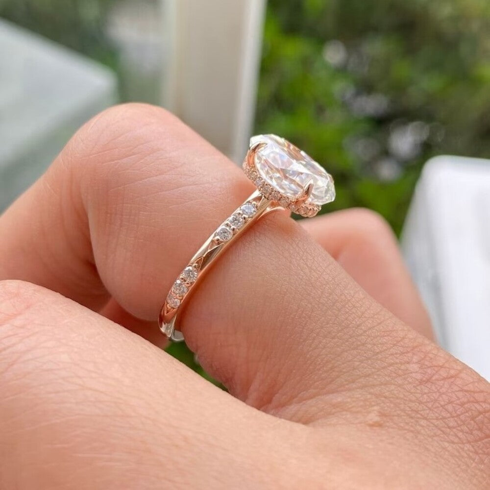 2 Ct Lab Grown Diamond Ring, Engagement Ring, Halo And Pave Setting Ring, Perfect Gift For Her