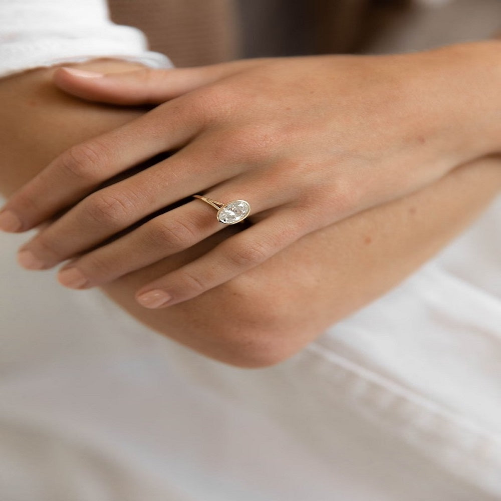 3 Ct Moissanite Diamond Ring, Engagement Ring, Solitaire Weeding Ring, Simple Bezel Setting Ring, Daily Wear Ring Gift For Her