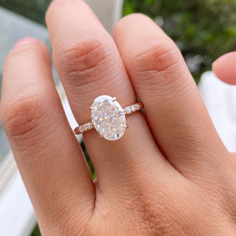 2 Ct Lab Grown Diamond Ring, Engagement Ring, Halo And Pave Setting Ring, Perfect Gift For Her