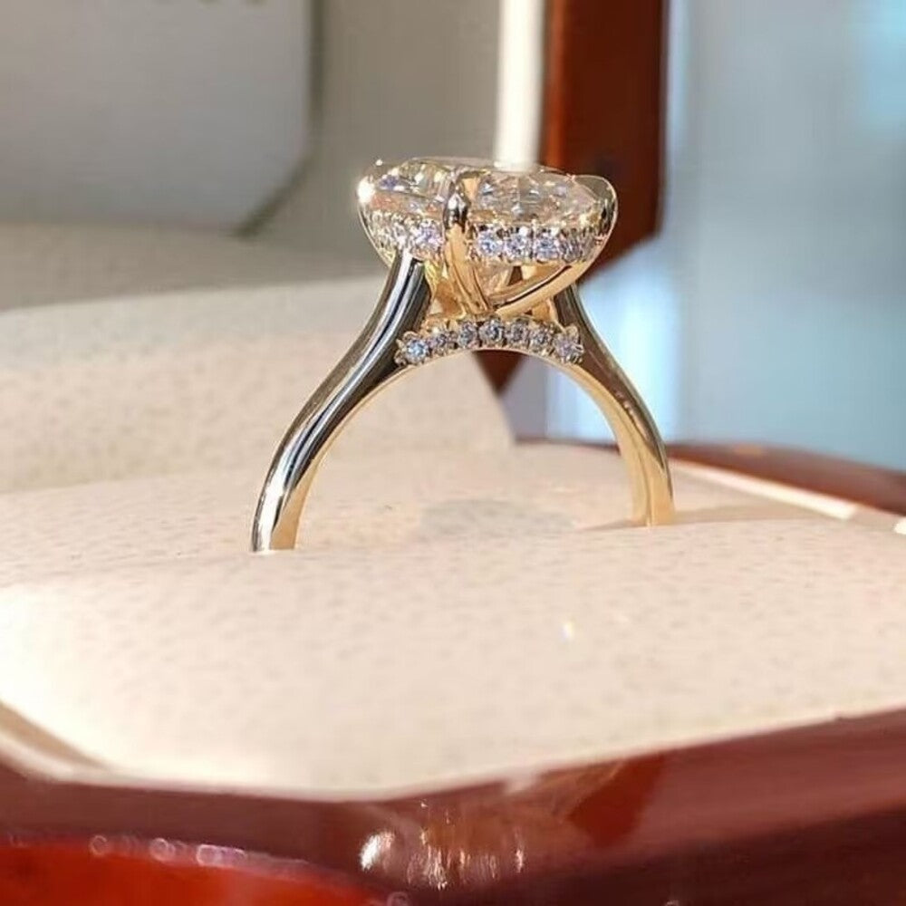2 Ct Lab Grown Diamond Ring, Engagement Hidden Halo Ring, Solitaire Ring, Oval Simple Diamond Ring For Her