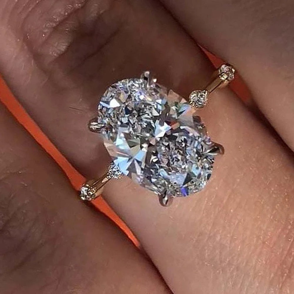 4 Ct Lab Grown Diamond Ring. Distant Pave Setting Ring, MOst Selling Bridal Set Ring, Holiday Gift For Her