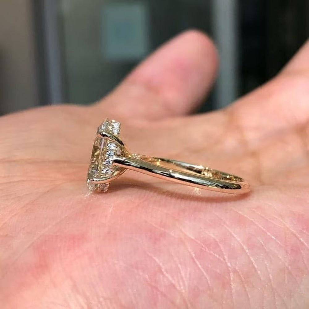 2 Ct Lab Grown Diamond Ring, Engagement Hidden Halo Ring, Solitaire Ring, Oval Simple Diamond Ring For Her