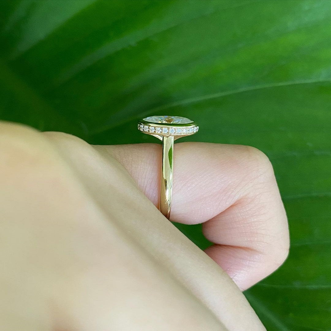 2 Ct Oval Moissanite Diamond Ring, Bezel Setting Ring, Wedding Ring, Engagement Ring, Anniversary Simple Ring For Her