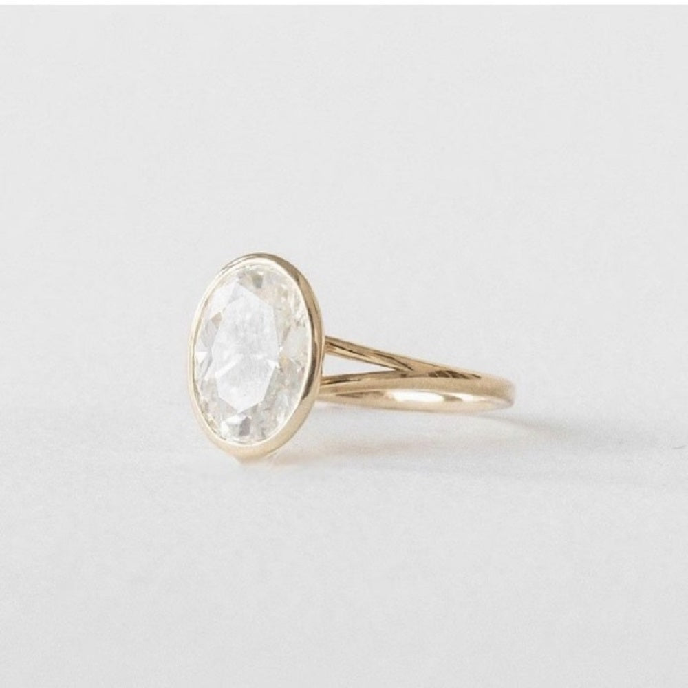 3 Ct Moissanite Diamond Ring, Engagement Ring, Solitaire Weeding Ring, Simple Bezel Setting Ring, Daily Wear Ring Gift For Her