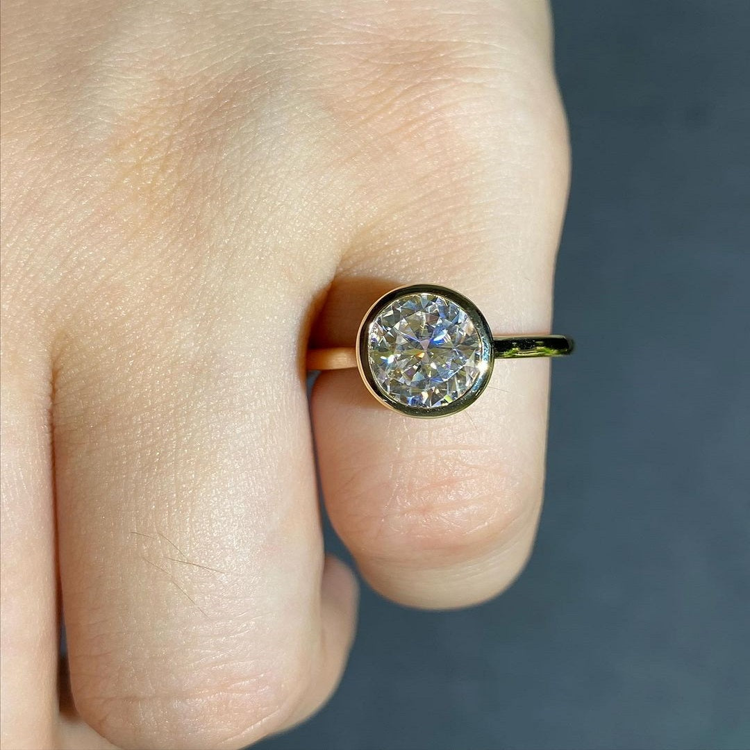 2 Ct Oval Moissanite Diamond Ring, Bezel Setting Ring, Wedding Ring, Engagement Ring, Anniversary Simple Ring For Her