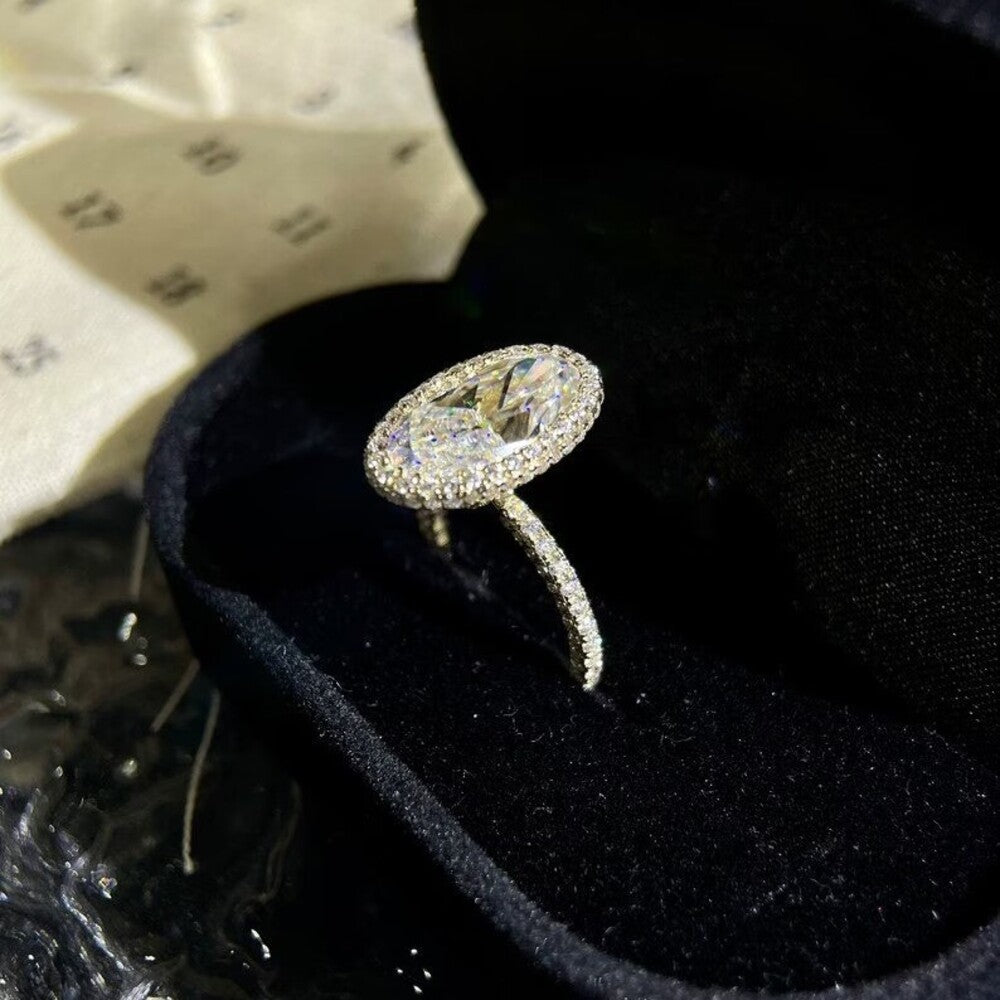 5 Ct Oval Moissanite Diamond Ring, Ovalk Crushed Ice Cut Diamond Ring, Tghree Pave Setting Ring, Engagement Ring For Her