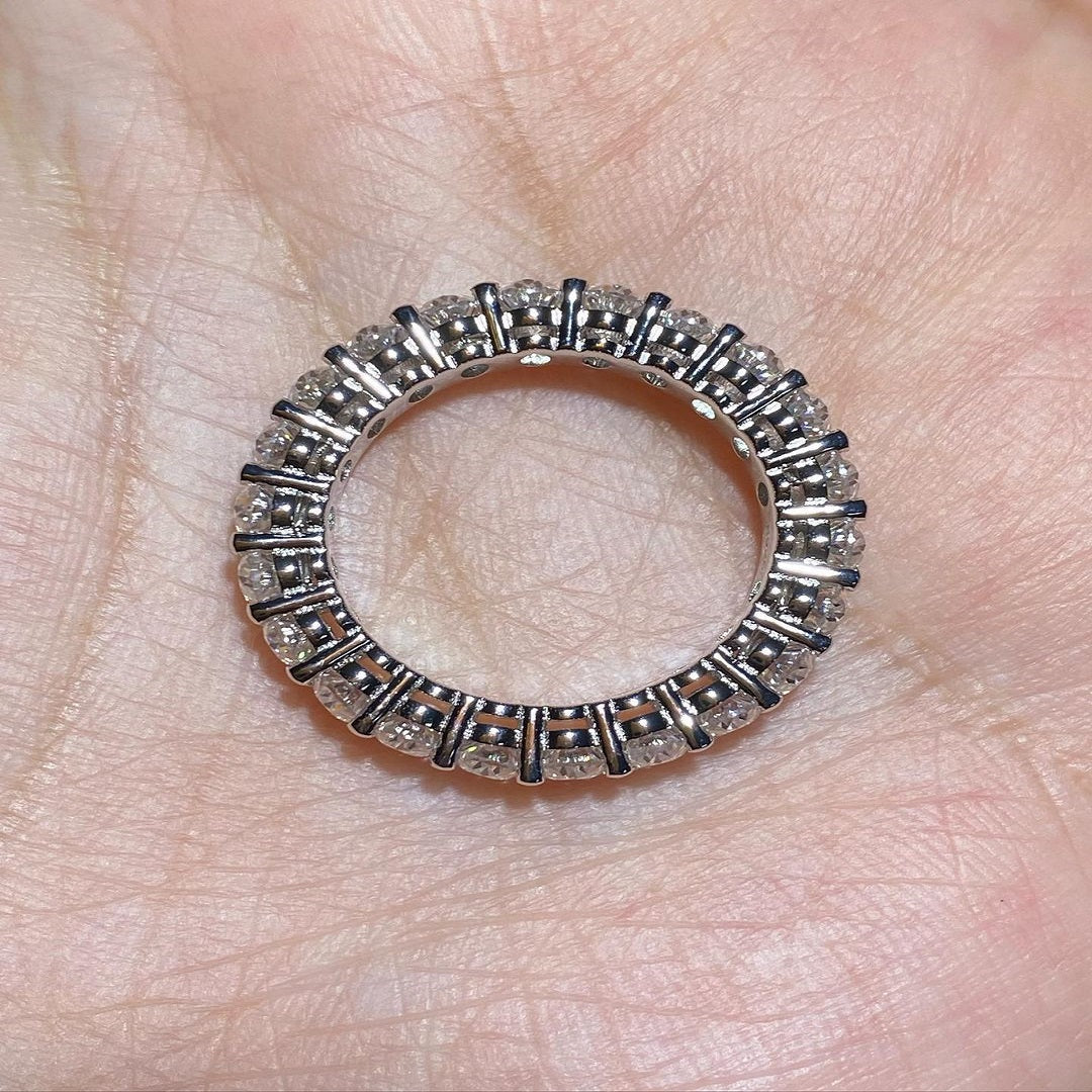 3.50 Ctw Oval Moissanite Diamond Ring, Full Eternity Band, Bridal Set Band, Christmas Gift, Wedding Band For Her