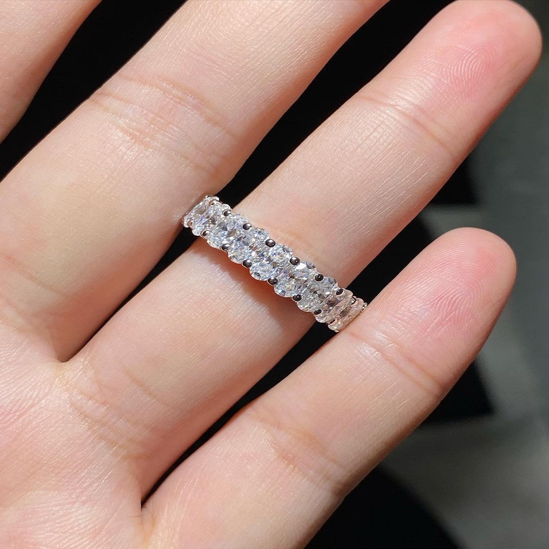 3.50 Ctw Oval Moissanite Diamond Ring, Full Eternity Band, Bridal Set Band, Christmas Gift, Wedding Band For Her