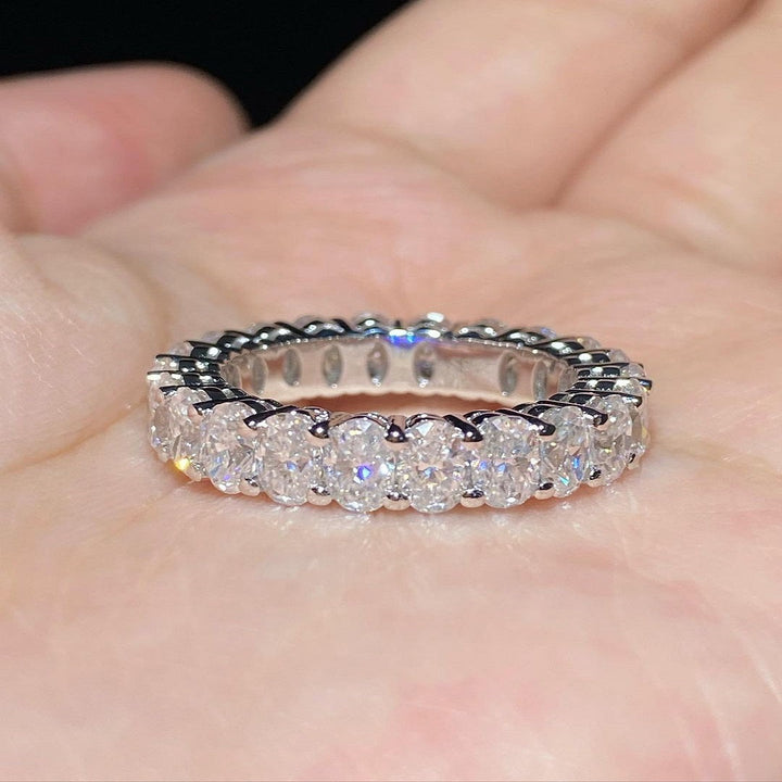 3.50 Ctw Oval Moissanite Diamond Ring, Full Eternity Band, Bridal Set Band, Christmas Gift, Wedding Band For Her