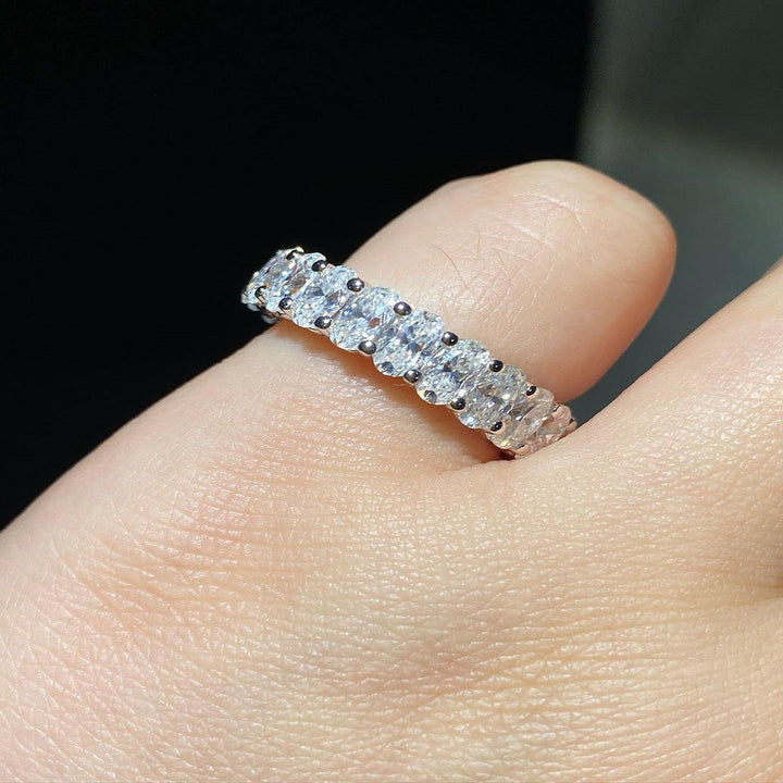 3.50 Ctw Oval Moissanite Diamond Ring, Full Eternity Band, Bridal Set Band, Christmas Gift, Wedding Band For Her