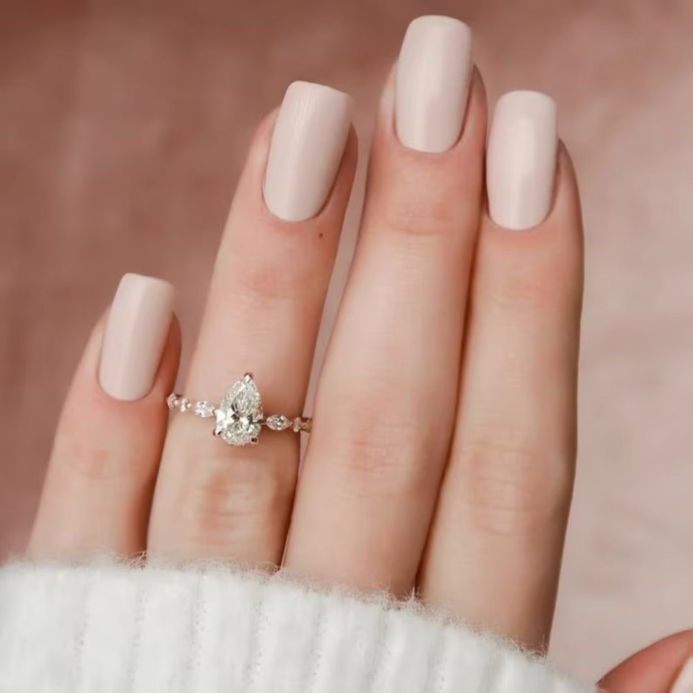 2 Ct Pear Lab Grown Diamond Ring, Hidden Halo And Pave Setting Ring, Cluster Ring, Christmas Gift For Her