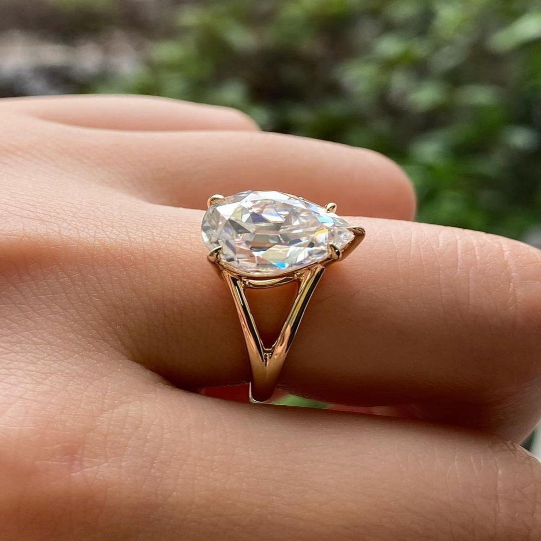 3.40 Ct Pear Cut Moissanite Ring, Engagement Ring, Promise Ring, Anniversary Gift For Her