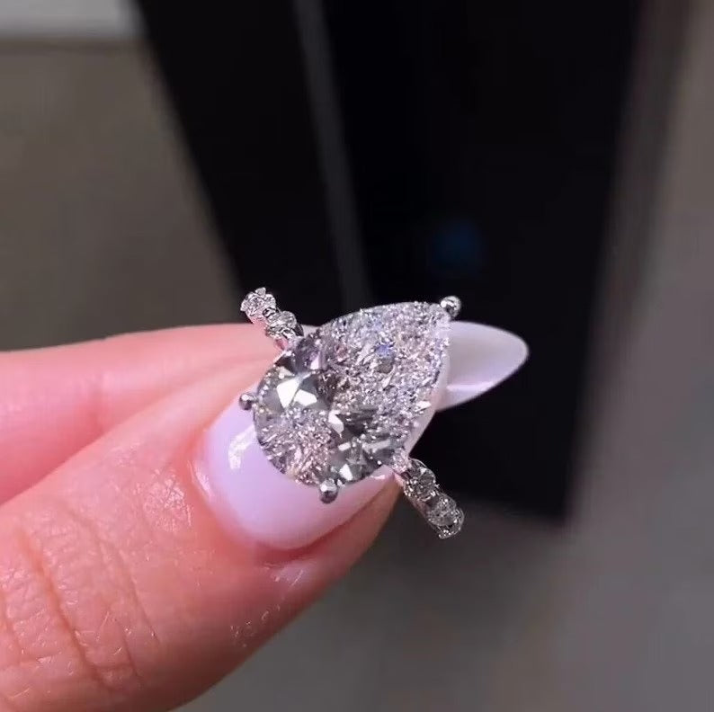 4 Ct Moissanite Diamond Ring, Hidden Halko And pave Setting Diamond Ring, Most Selling Ring, Gift For Her