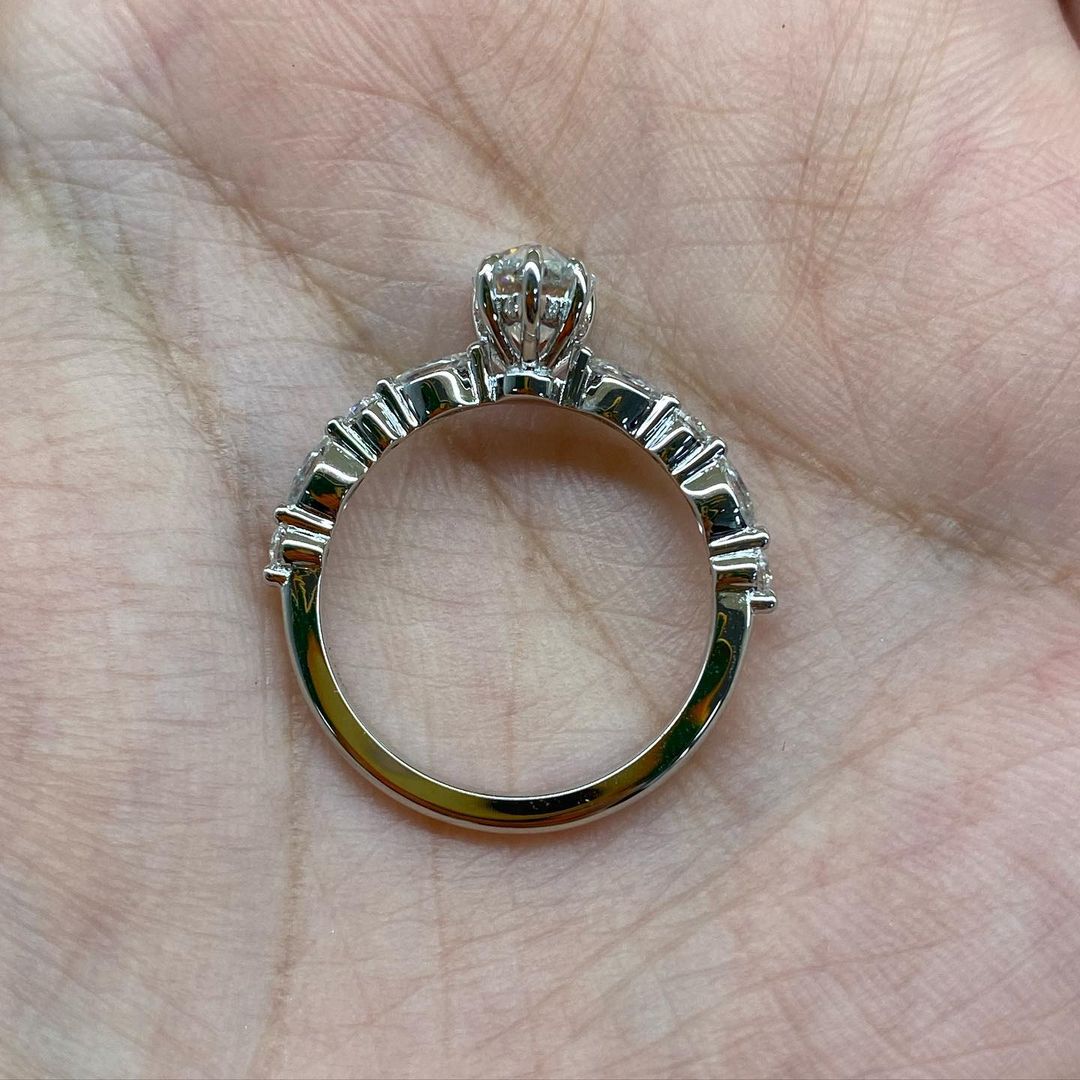 4 Ct Pear Moissanite Diamond Ring, Hidden Halo And Pave Setting Ring, Promise Ring, Handmade Ring, Anniversary Gift For Her