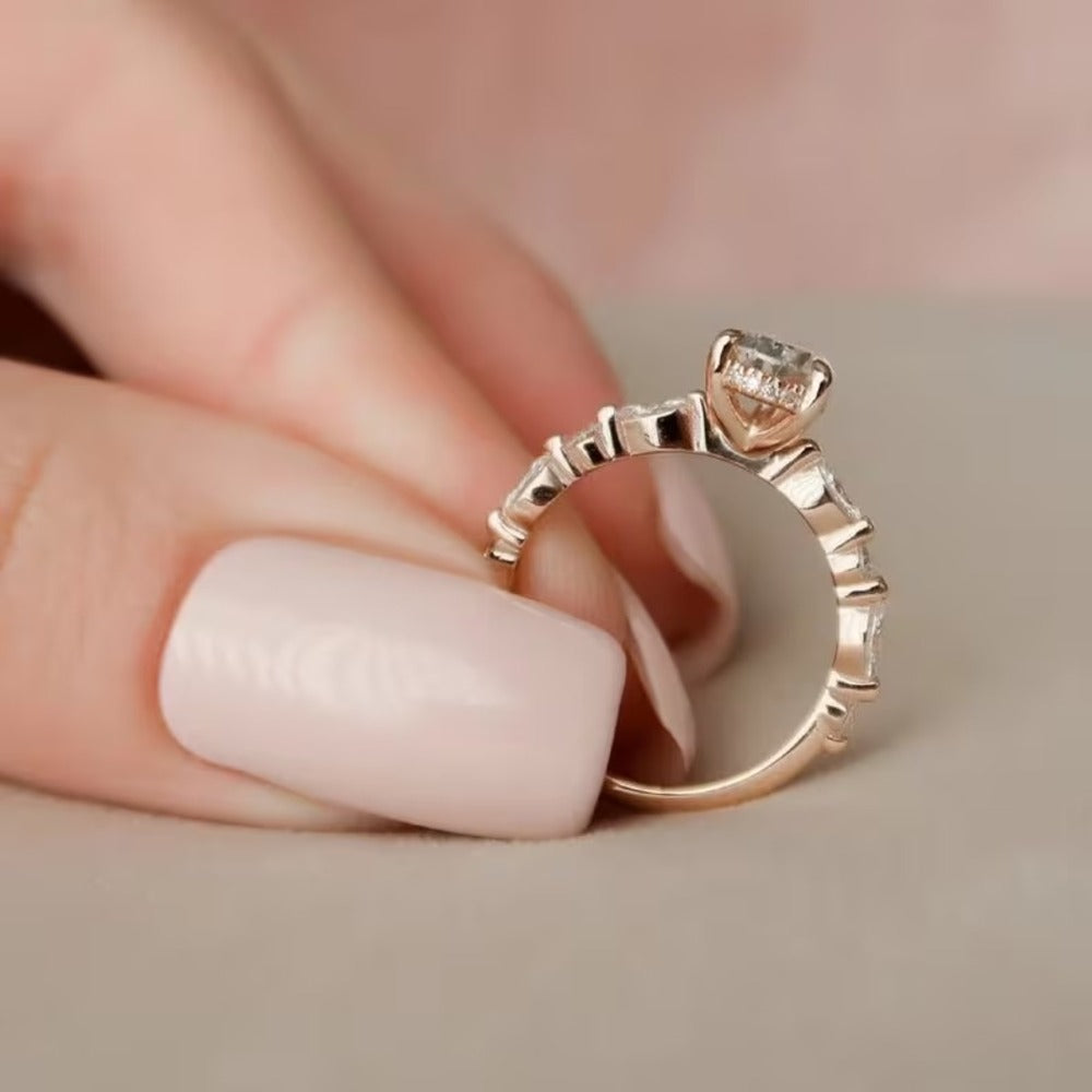 2 Ct Pear Lab Grown Diamond Ring, Hidden Halo And Pave Setting Ring, Cluster Ring, Christmas Gift For Her