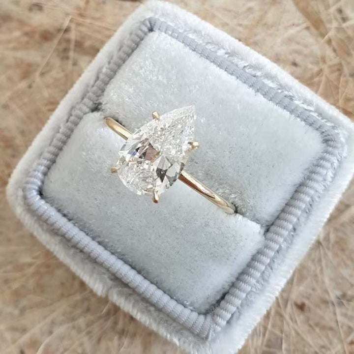 3 Ct Pear Moissanite Diamond Ring, Simple Diamond Ring, Hidden Halo  Ring, Engagement Ring, Gift For Women