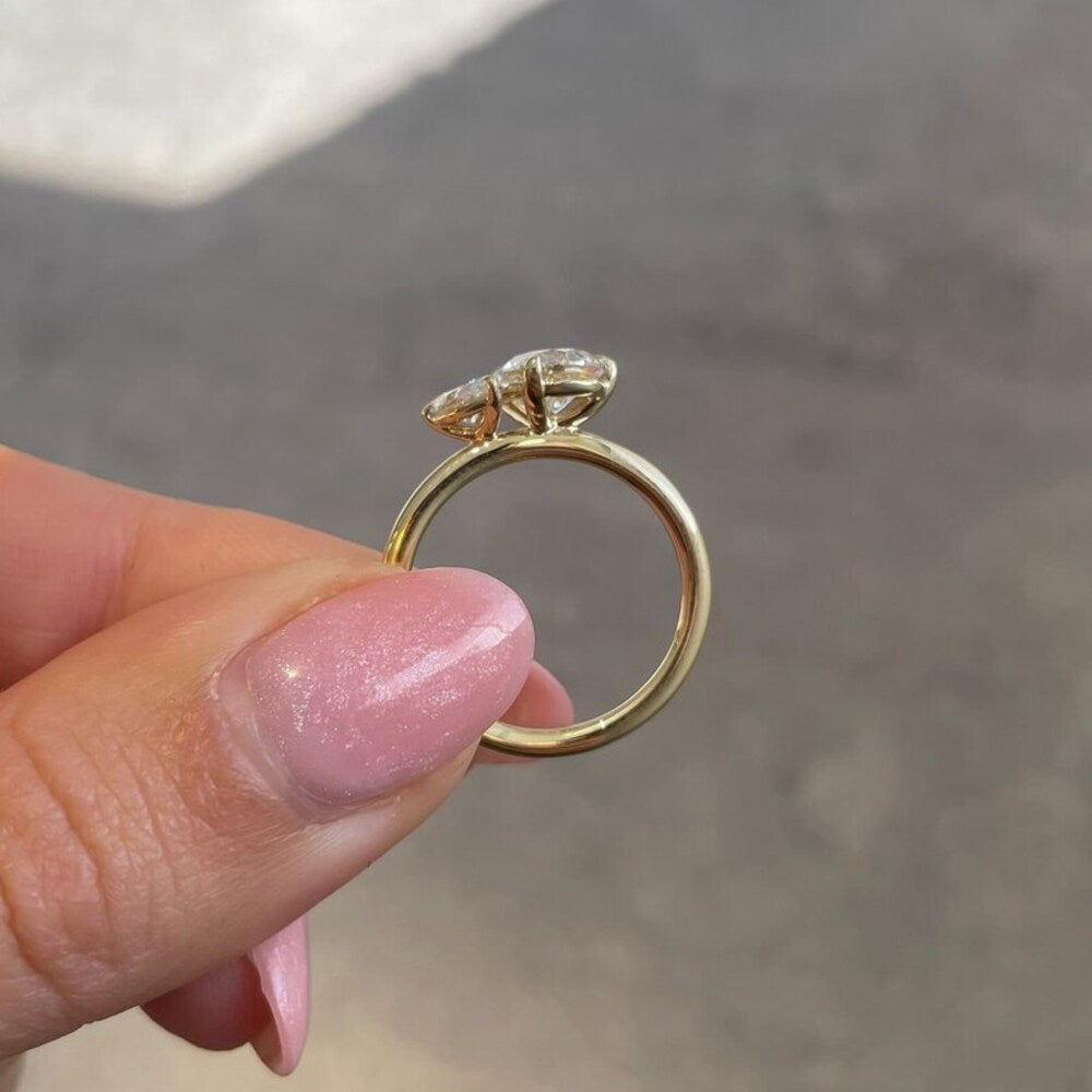 Pear Two Stone Toi Et Moi Moissanite Diamond Ring