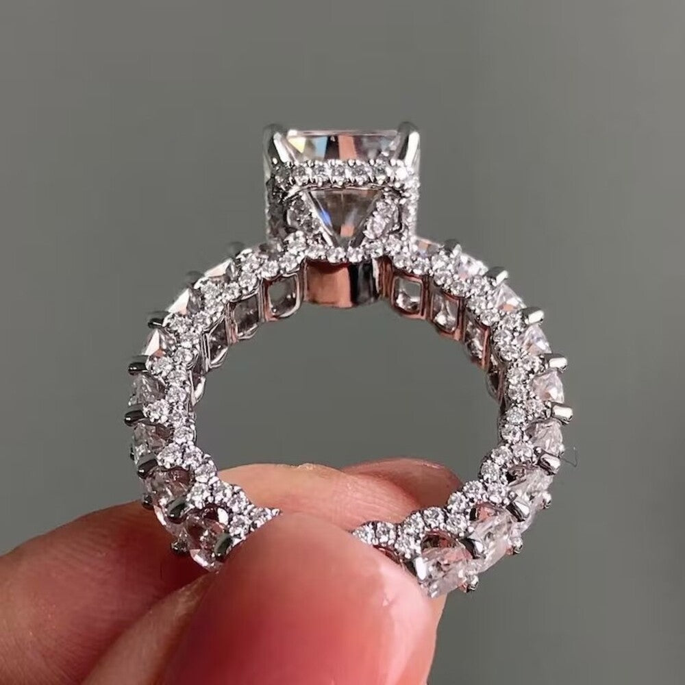3.50 Ct Moissanite Diamond Ring, Halo And Pave Setting Ring, Engagement Ring, Art Deco Ring, Anniversary Gift For Her