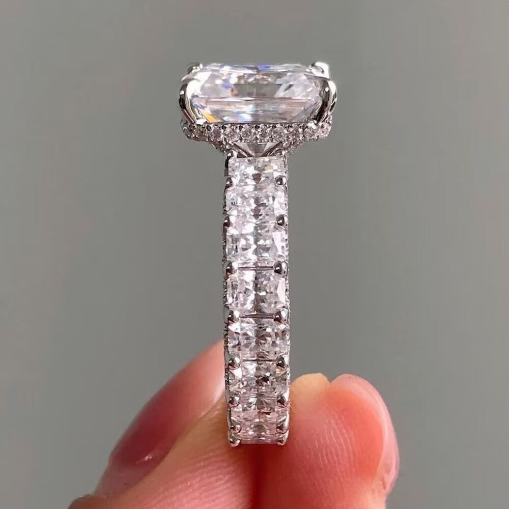 3.50 Ct Moissanite Diamond Ring, Halo And Pave Setting Ring, Engagement Ring, Art Deco Ring, Anniversary Gift For Her