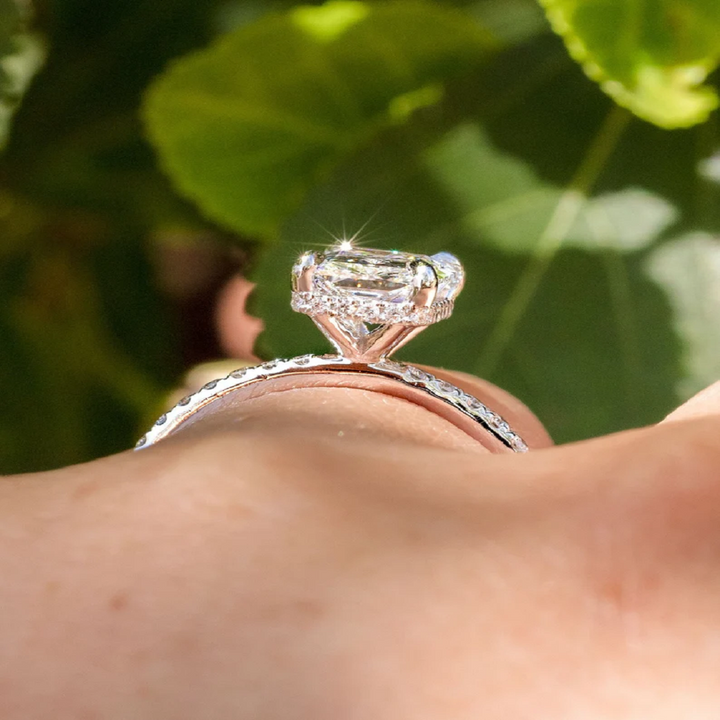 2.50 Ct Radiant Diamond Ring, Hidden Halo And Pave Setting Ring, Engagement Ring, Anniversary Ring, Wedding Gift For Her