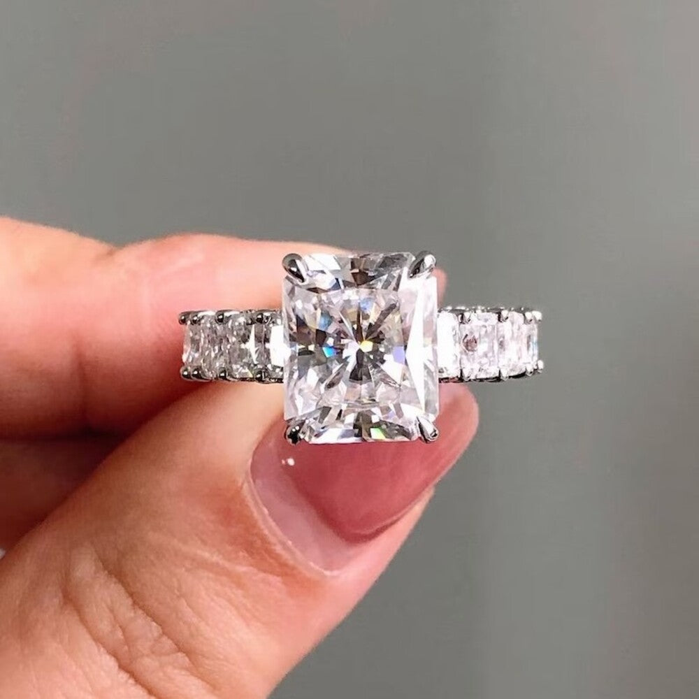 3.50 Ct Moissanite Diamond Ring, Halo And Pave Setting Ring, Engagement Ring, Art Deco Ring, Anniversary Gift For Her