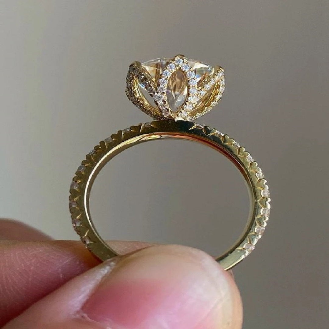 2.50 Ct Round Moissanite Diamond Ring, Engagement Ring, Handmade Jewelry. Unique Prong Setting Ring, Wedding Ring For Women