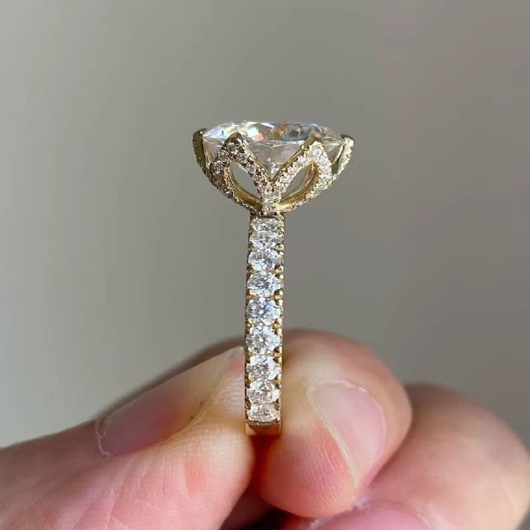 2.50 Ct Round Moissanite Diamond Ring, Engagement Ring, Handmade Jewelry. Unique Prong Setting Ring, Wedding Ring For Women