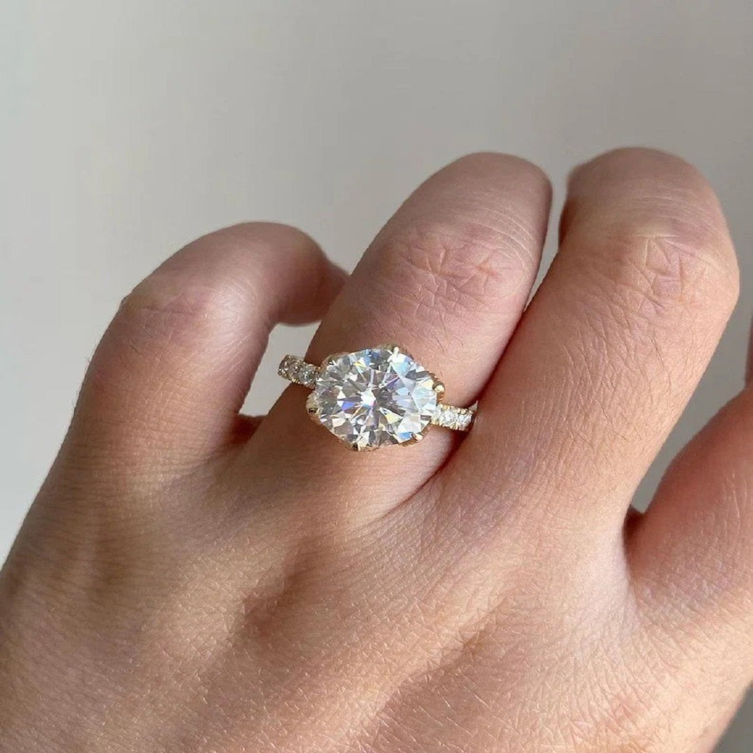 2.50 Ct Round Moissanite Diamond Ring, Engagement Ring, Handmade Jewelry. Unique Prong Setting Ring, Wedding Ring For Women