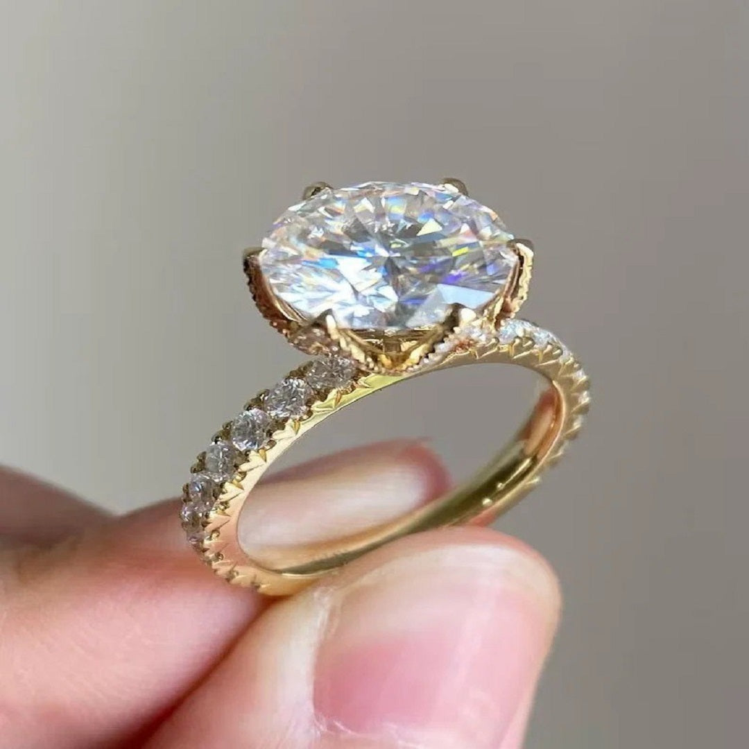 2.50 Ct Round Moissanite Diamond Ring, Engagement Ring, Handmade Jewelry. Unique Prong Setting Ring, Wedding Ring For Women