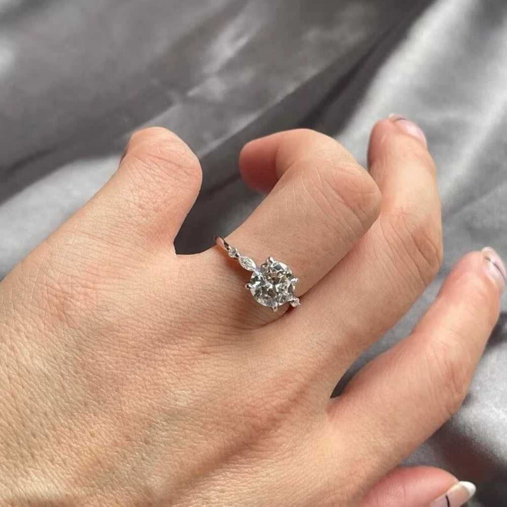 2 Ct Round Moissanite Ring, Wedding Diamond Ring, Four Diamond Pave Setting Ring,  Christmas Gift For Her