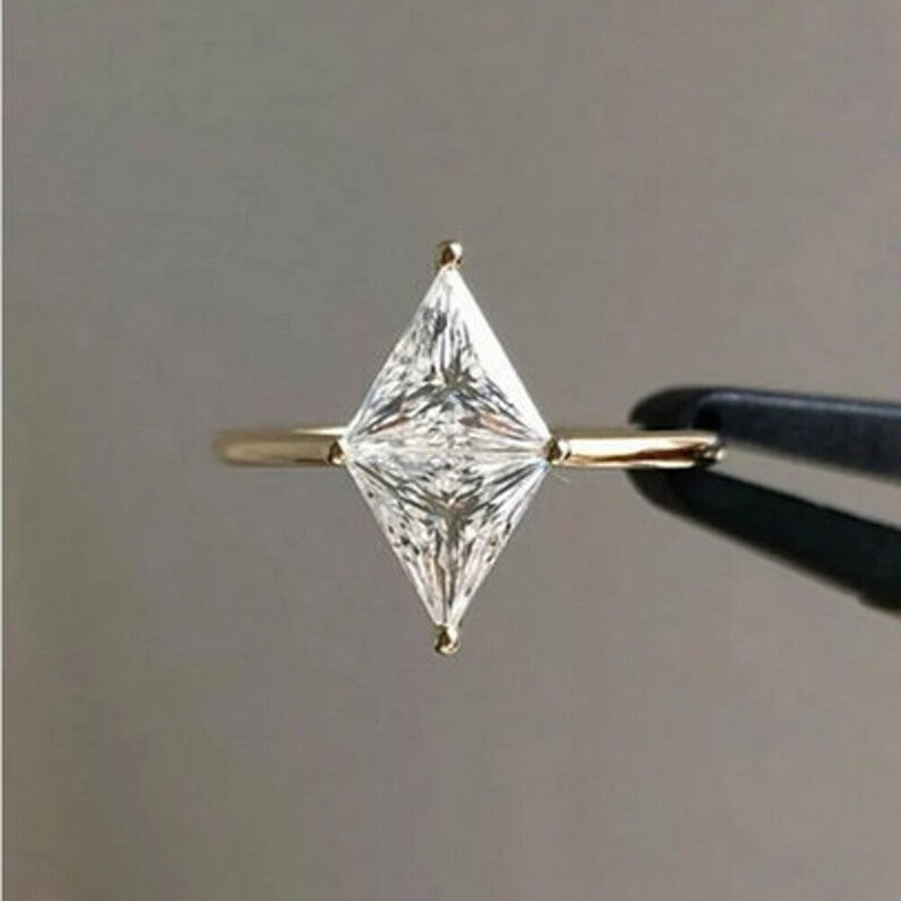 2 Ctw Trilliant Moissanite Diamond ring, Solitaire Ring, Two Stone Diamond Ring, Dainty Diamond Ring, Gift For Girl Friend