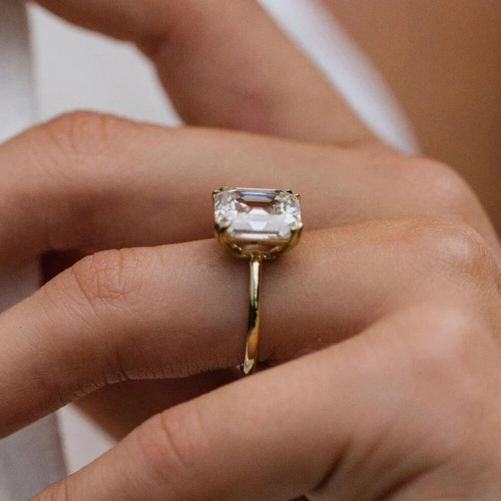Asscher Moissanite Diamond Ring