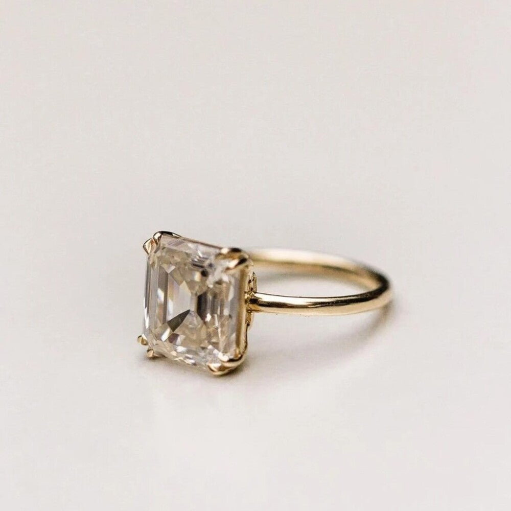 Asscher Moissanite Diamond Ring