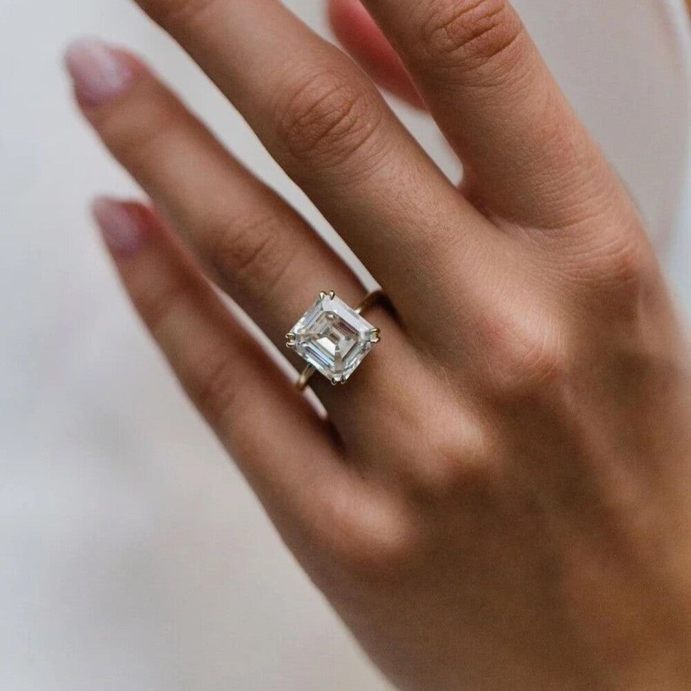 Asscher Moissanite Diamond Ring