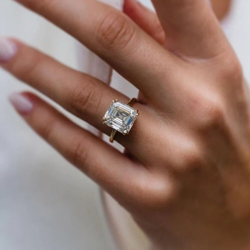 Asscher Moissanite Diamond Ring