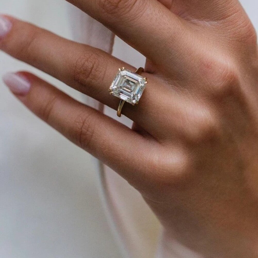Asscher Moissanite Diamond Ring