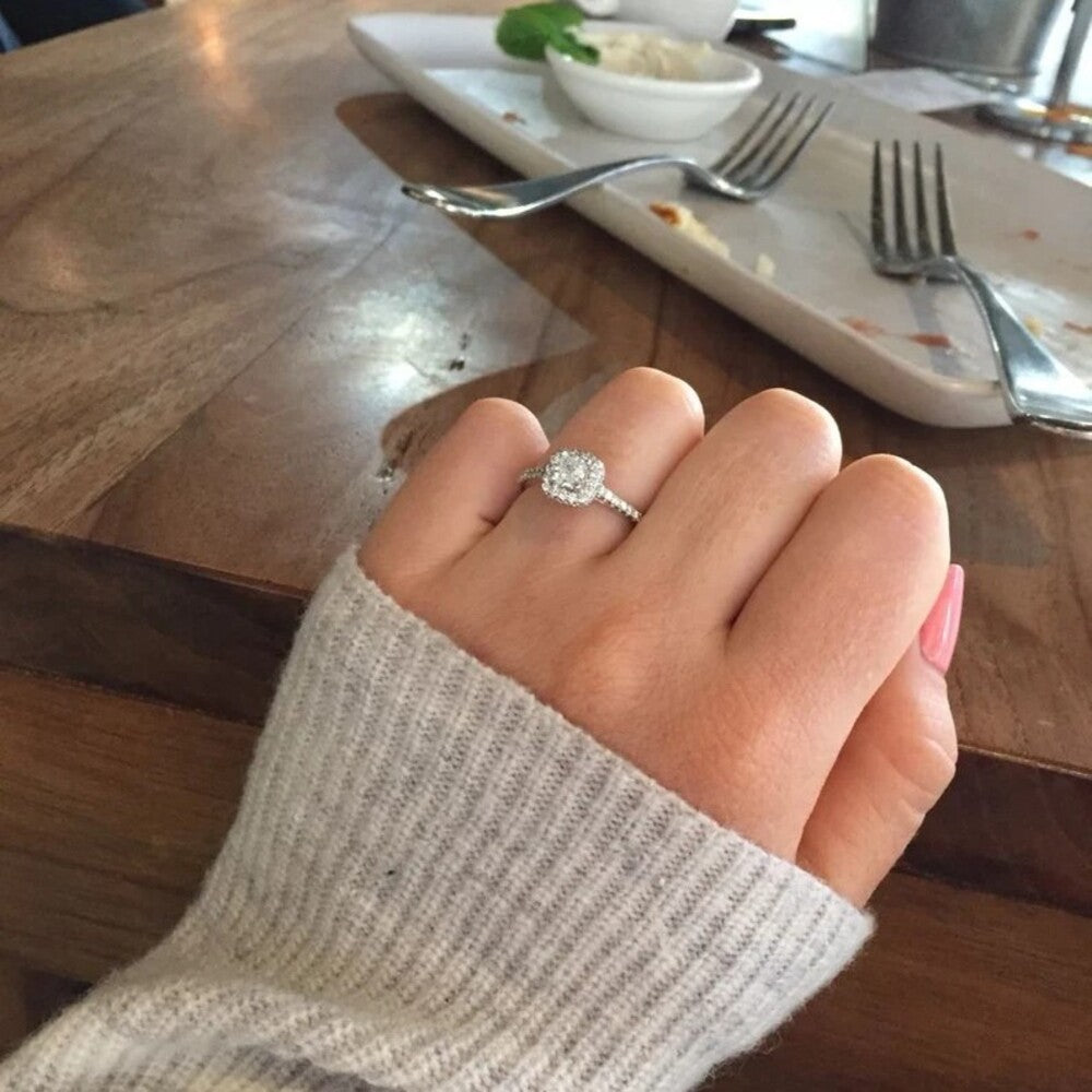 cushion moissanite diamond ring