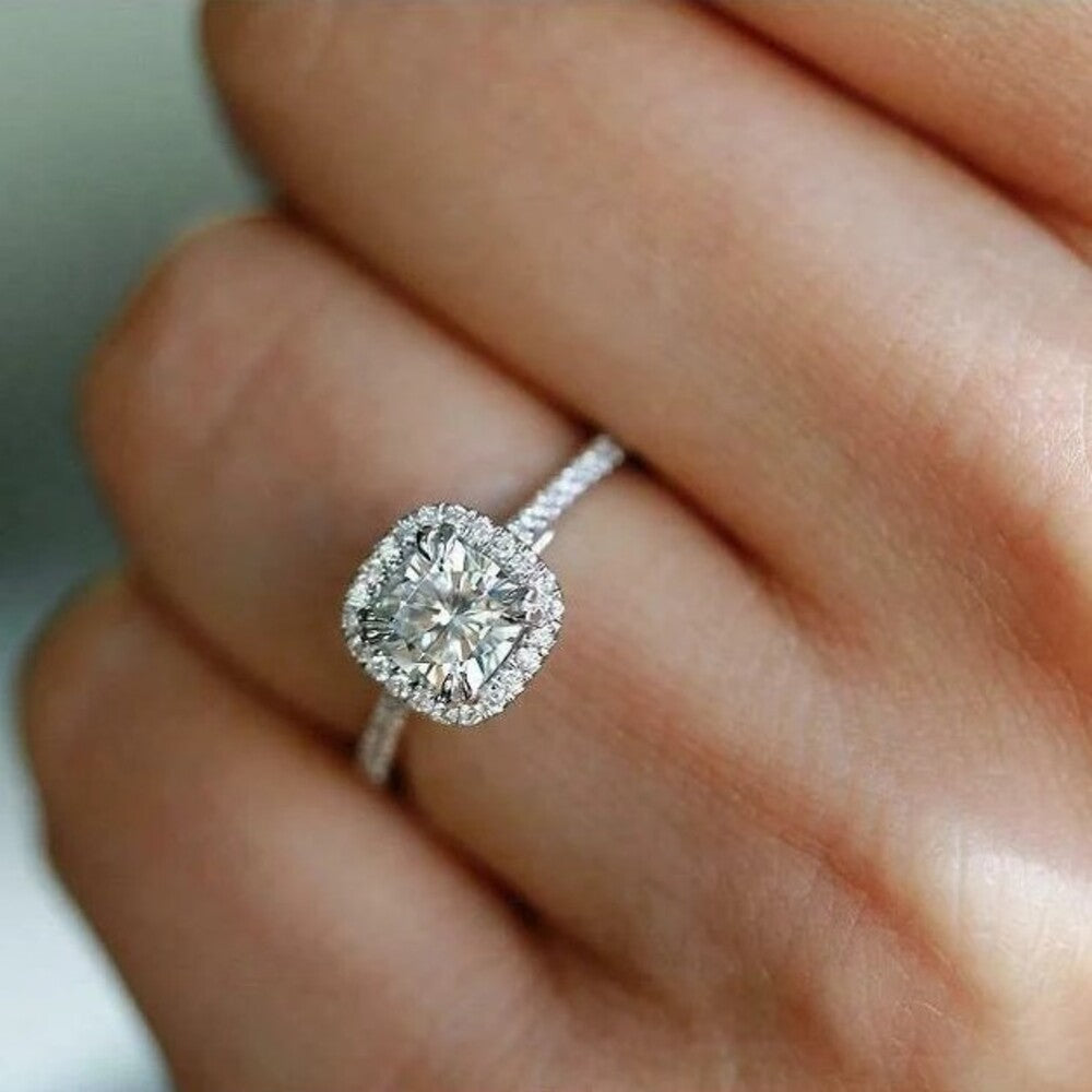 cushion moissanite diamond ring