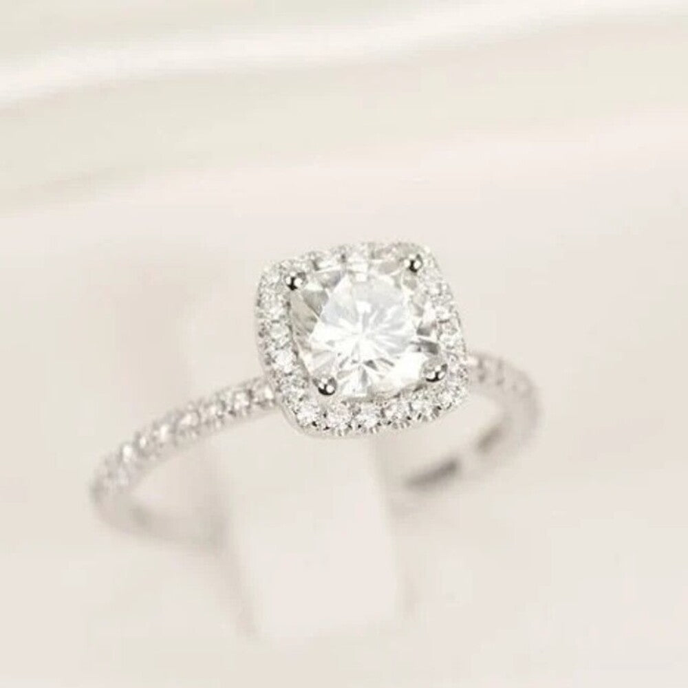cushion moissanite diamond ring