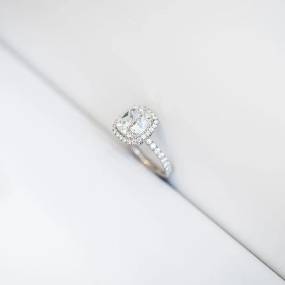 cushion moissanite diamond ring