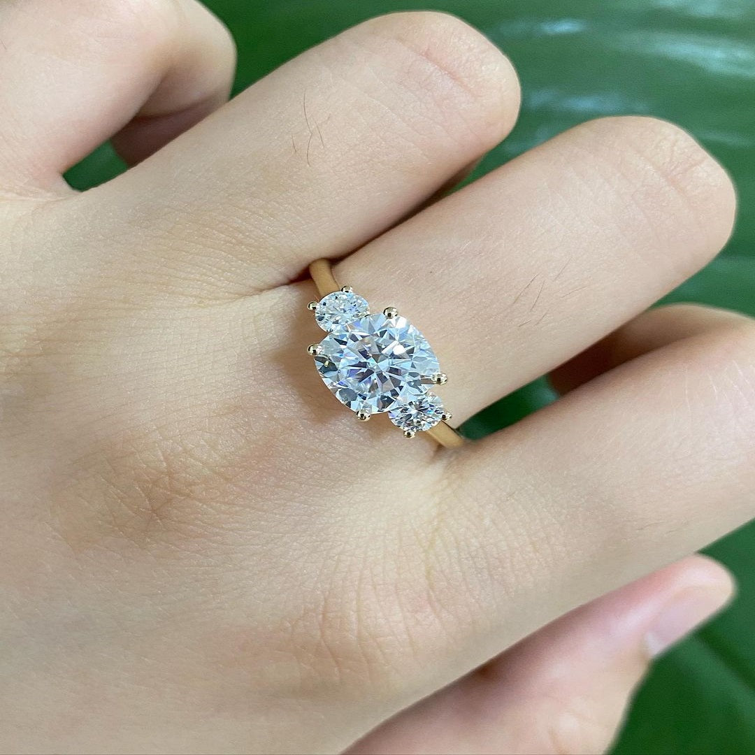 1.50 Ct Cushion Moissanite Engagement Ring, Three stone Ring, Wedding Ring, Anniversary Gift For Her