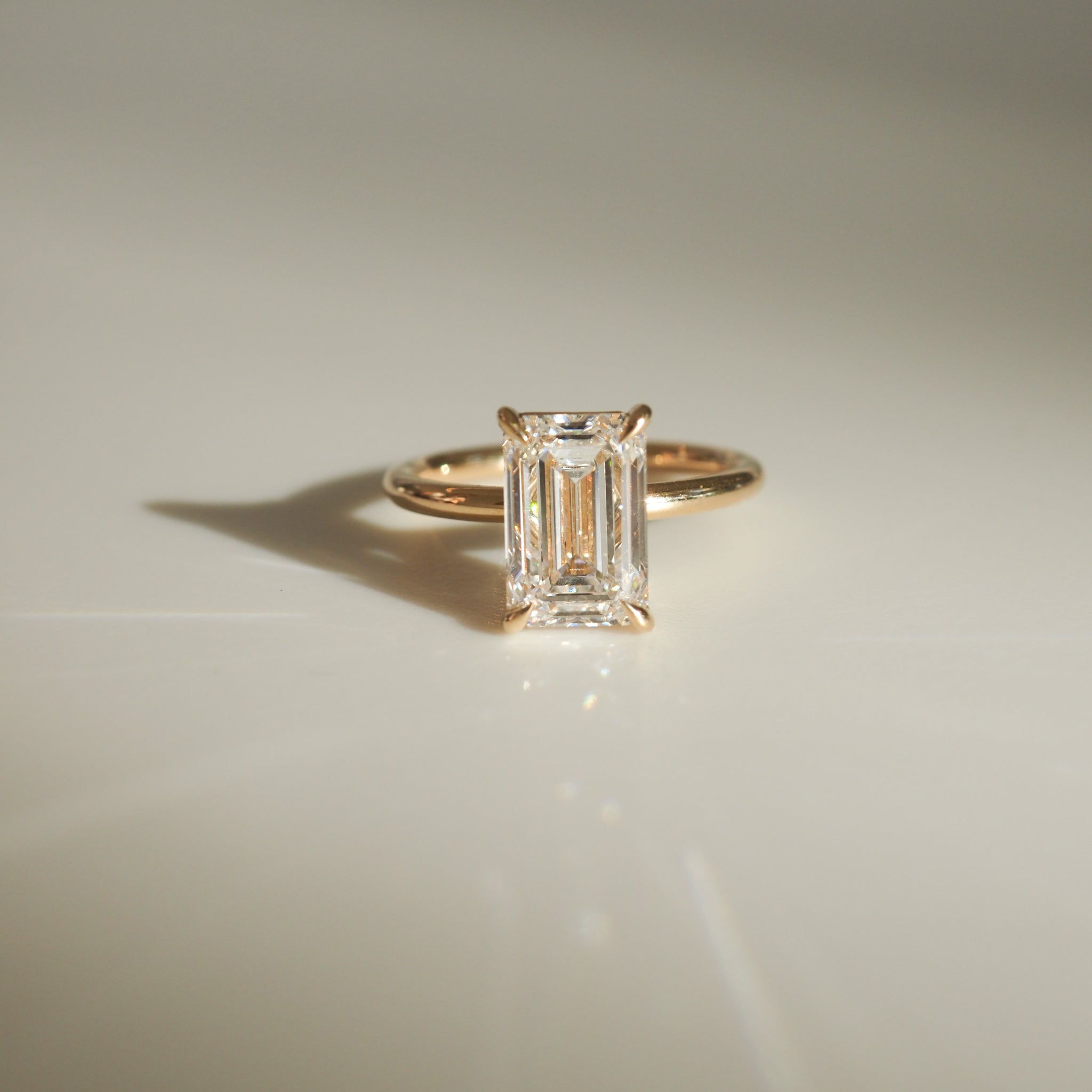 3 CT Emerald Cut Moissanite Engagement Ring, Classic Solitaire Style, Gold Promise & Wedding Ring, Emerald Cut Solitaire