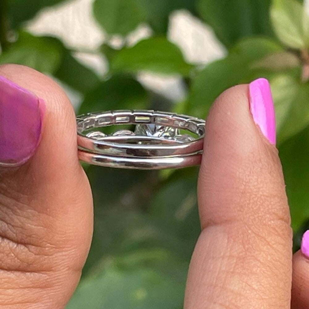 Round cut Moissanite Diamond Bridal Set Ring